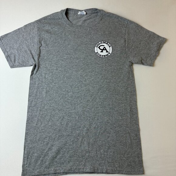 Columbia Academy Shirt Mens Small Gray Jerzees Dri Power Short Sleeve Tee Logo - Picture 1 of 9